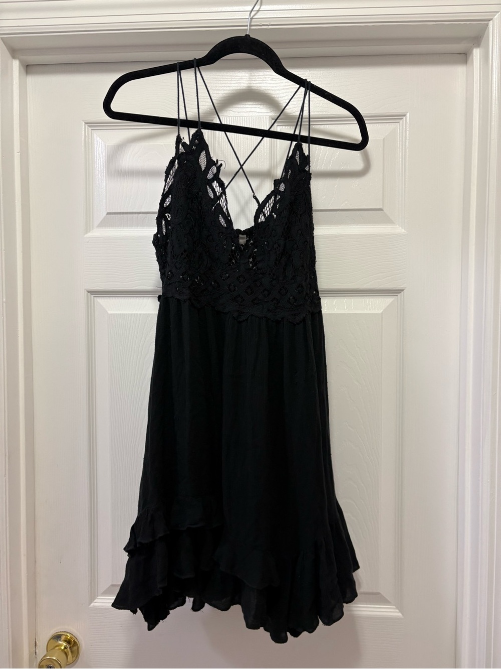 Free People Adella Slip Dress in black